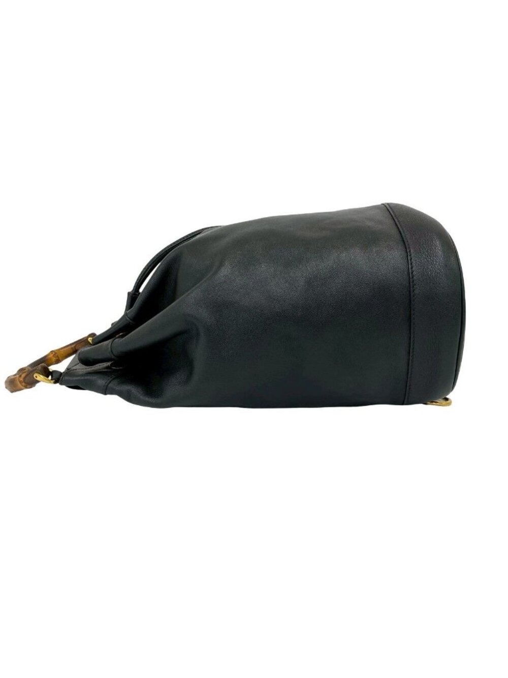 Gucci Vintage Bamb Leather Drawstring Belt Bag Black - Picture 5 of 10